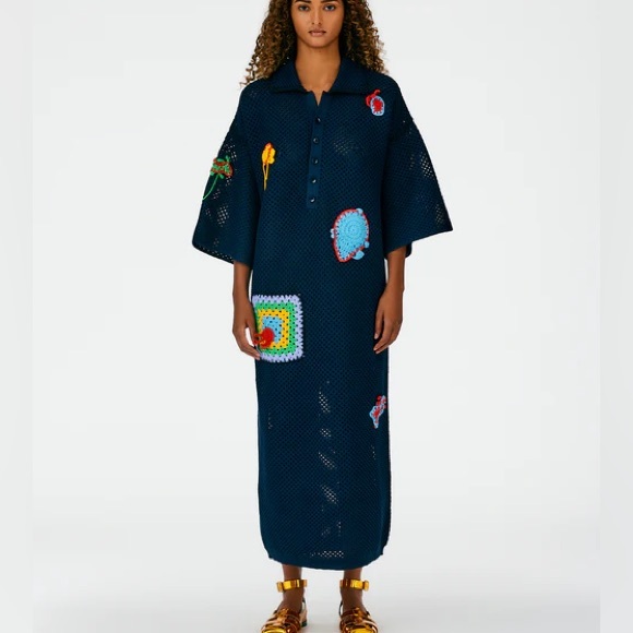 🧶 Tibi Tech Crochet Polo Shirtdress 🧶 - Picture 1 of 12
